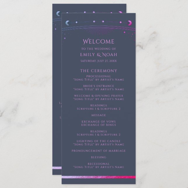 Mystical Blue Lila Sol Måne Astronomy Space Program (Fram/baksida)