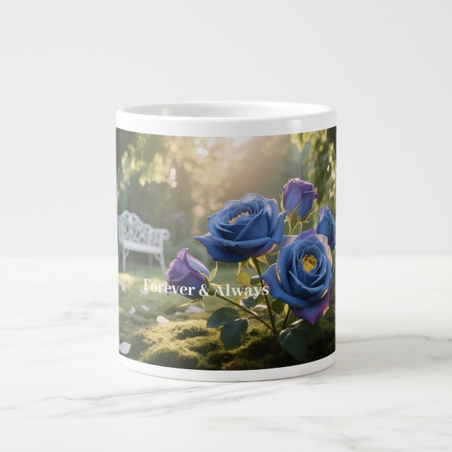 Mystical Blue Ro Bloom Timless Botaniska Blommigte Jumbo Mugg (Framsidan)