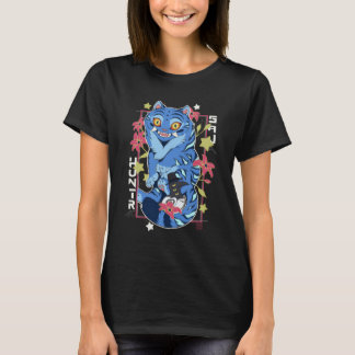 Mystical Blue Tiger Japanese Folk Art Style T Shirt