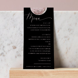 Mystical Blush Moon | Elegant Svart Bröllopsmiddag Meny