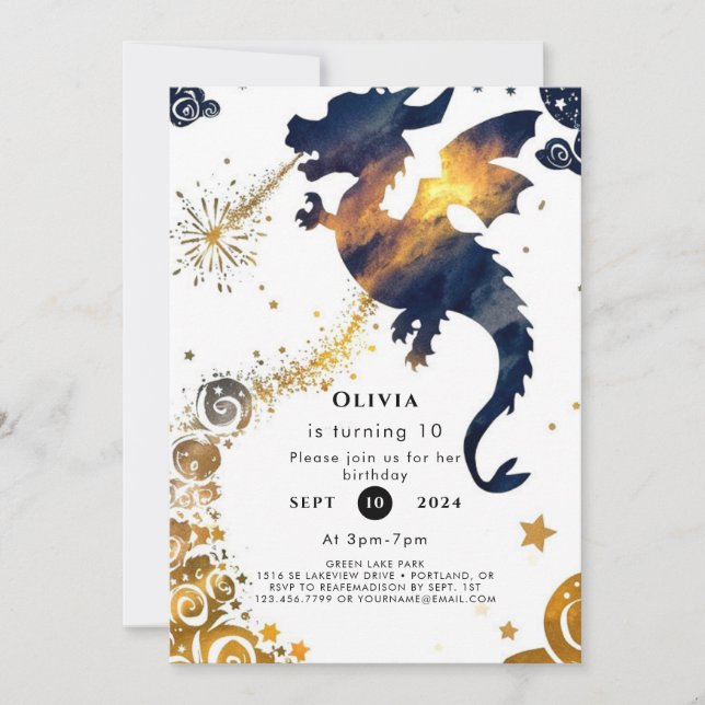 Mystical Boho Dragon Birthday Inbjudningar (Framsida)