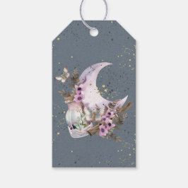 Mystical Boho Lavender Anemone Måne och Flaskor Presentetikett