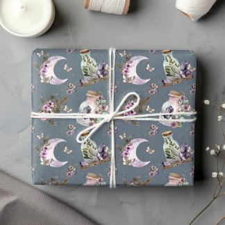 Mystical Boho Lavender Anemone Måne och Flaskor Presentpapper
