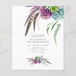 Mystical Boho Succulent Bridesmaids Luncheon Flygblad
