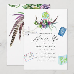 Mystical Boho Succulent Miss to Mrs Möhippa Inbjudningar
