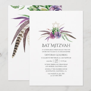 Mystical Boho Succulents Bat mitzvah Inbjudningar