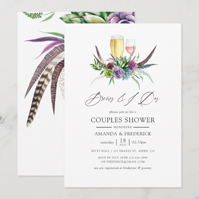 Mystical Boho Succulws brinner innan jag gör det Inbjudningar (Fram/baksida)