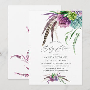 Mystical Boho Watercolor Baby Shower Inbjudningar