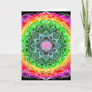 Mystical Bolely Färgad Färg Burst Mandala Kort