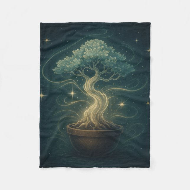 Mystical Bonsai Spirit Throw Blanket - Förtrollad Fleecefilt (Framsidan)