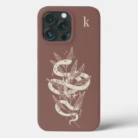 Mystical Botanical Snake Illustration Monogram