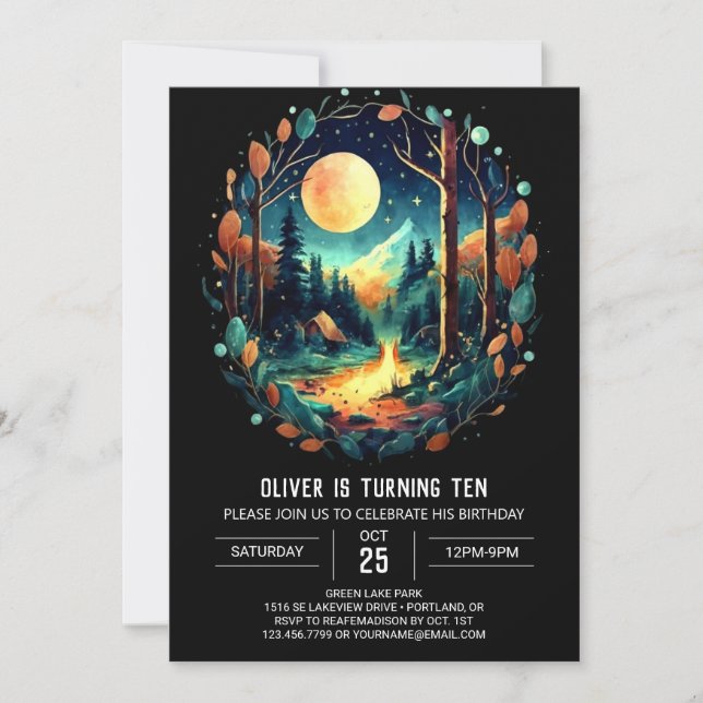Mystical Brushwood Elegant Birthday Inbjudningar (Framsida)
