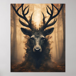 MYSTICAL BUCK WOOD PANACH ART POSTER