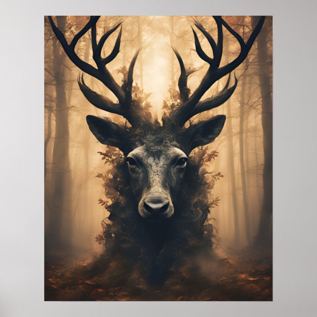 MYSTICAL BUCK WOOD PANACH ART POSTER (Framsidan)