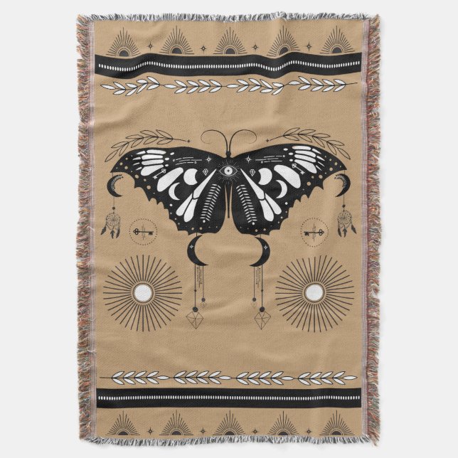 Mystical Butterfly Festival Fringe Blanket Filt (Framsidan Vertikal)