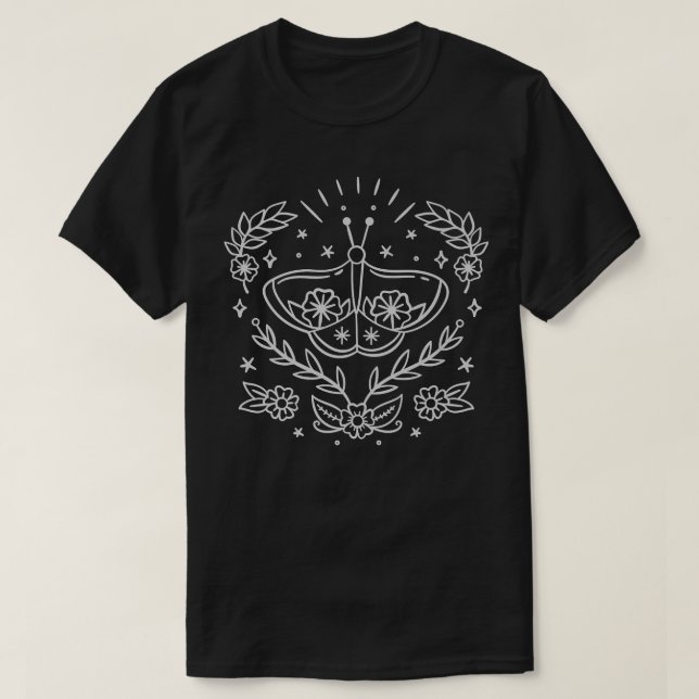 Mystical Butterfly Line Art Magic Night204 T Shirt (Design framsida)
