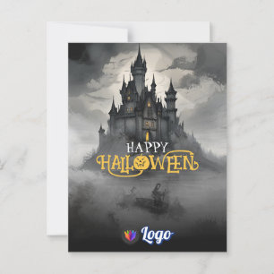 Mystical Castle Halloween Gothic Spooky Design Vykort