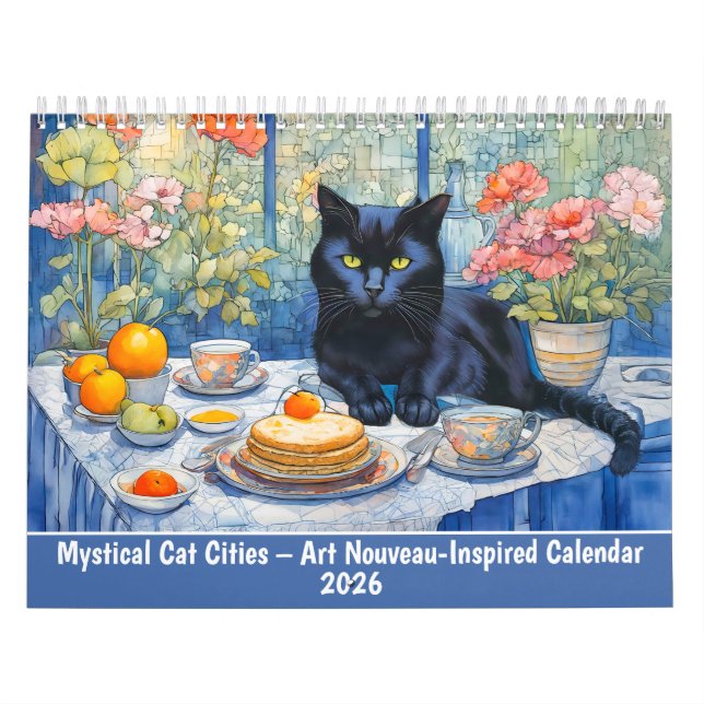 Mystical Cat Cities Art Nouveau-Inspired Calendar Kalender (Omslag)