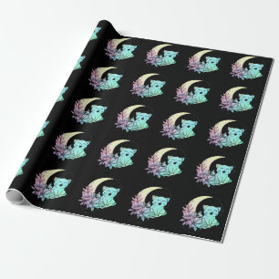 Mystical Cat Crescent Måne Pastel Goth Wicca Presentpapper