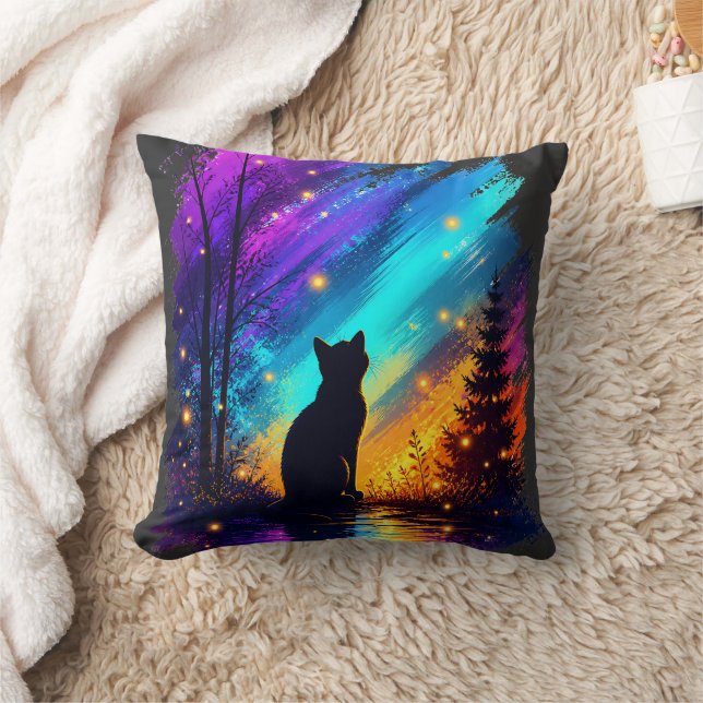 Mystical Cat Norrsken Kudde (Filt)