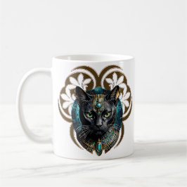 Mystical cat of Egypt, black as night, Kaffemugg