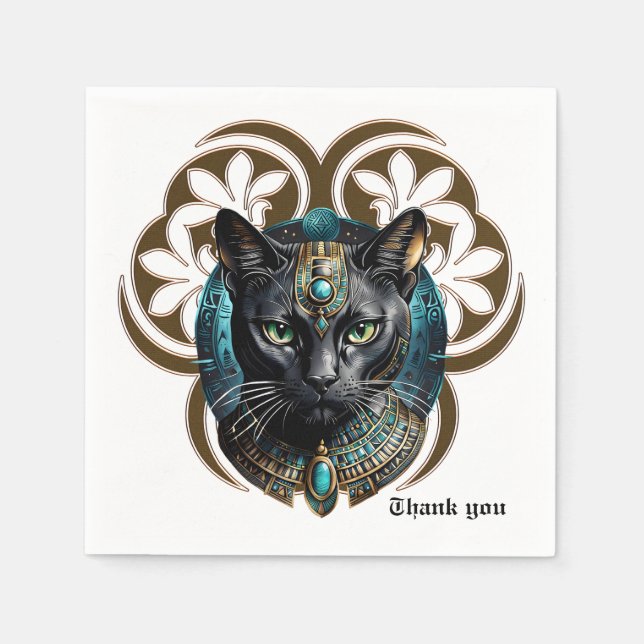 Mystical cat of Egypt, black as night Pappersservett (Framsidan)