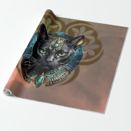 Mystical cat of Egypt, black as night, Presentpapper