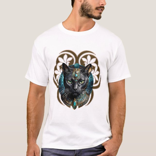 Mystical cat of Egypt, black as night, T Shirt (Framsida)
