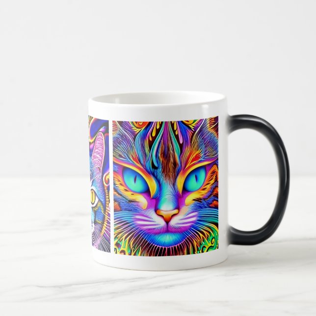 Mystical Cat | Psykedelisk konst Magisk Mugg (Höger)