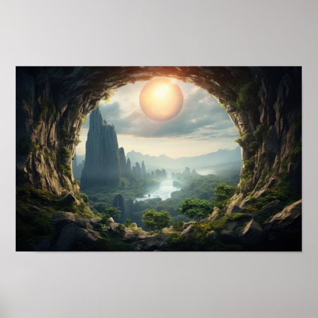 Mystical Cave Sunrise liggande liggande Poster (Framsidan)