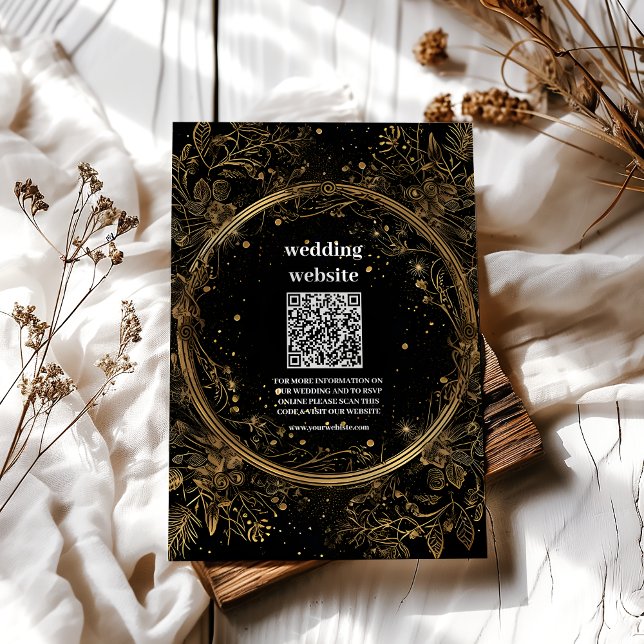 Mystical Celestial Black och Guld Bröllop Tilläggskort (Skapare uppladdad)
