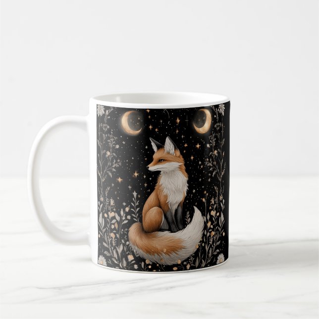 Mystical Celestial Fox and Flowers Kaffemugg (Vänster)
