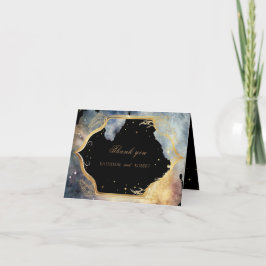 Mystical Celestial Guld Måne Bröllop Tack Kort