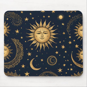 Mystical Celestial Måne och Sol design Musmatta