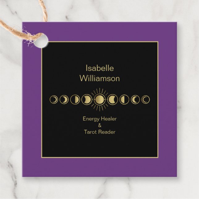 Mystical Celestial Måne Phase Amethyst Andlig Gåvor Etiketter (Framsida)