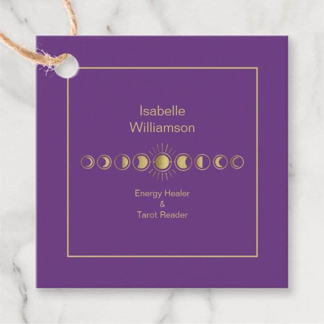 Mystical Celestial Måne Phase Amethyst Andlig Gåvor Etiketter (Framsida)