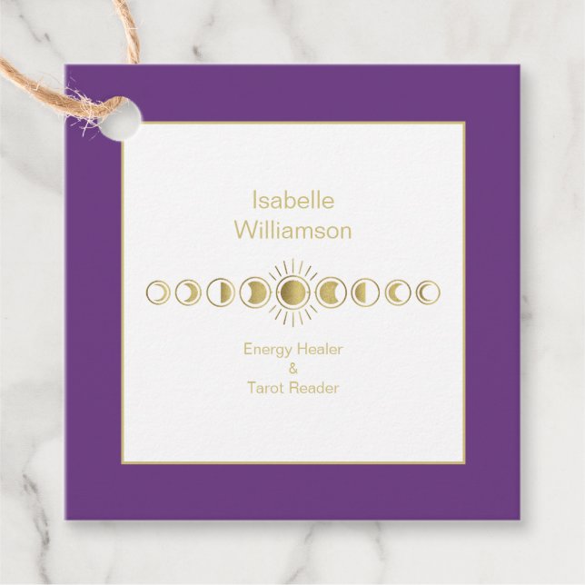 Mystical Celestial Måne Phase Amethyst Andlig Gåvor Etiketter (Framsida)