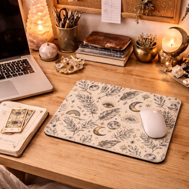 Mystical Celestial Moon Stars Pattern Musmatta (Skapare uppladdad)