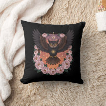 Mystical Celestial Owl Throw Pillow
