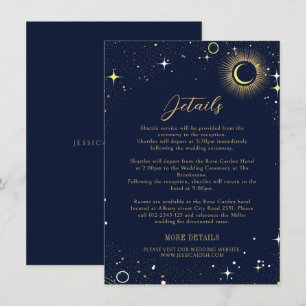 Mystical Celestial Star Dust Navy Blue Bröllop Tilläggskort