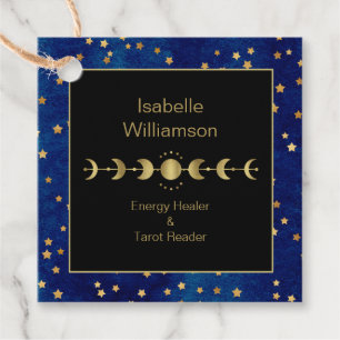 Mystical Celestial Stars Måne Phase Navy Blue Gåvor Etiketter