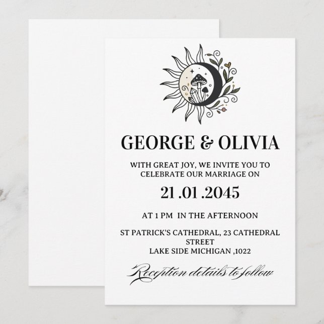 Mystical Celestial Wedding Inbjudningar (Fram/baksida)