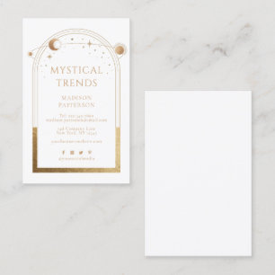 Mystical Celestial White Guld Sol Måne-astronomi Visitkort