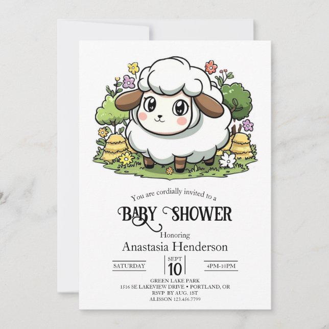 Mystical Charming Sheep Baby Shower Inbjudningar (Framsida)