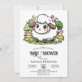 Mystical Charming Sheep Baby Shower Inbjudningar