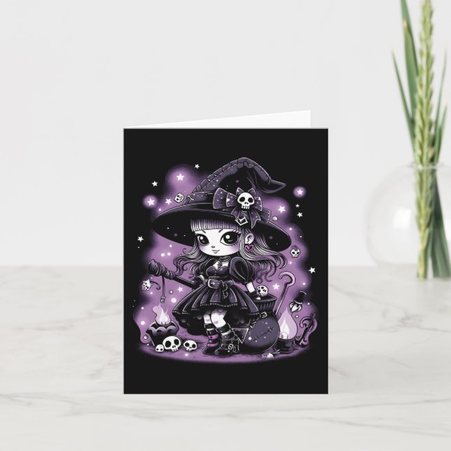 Mystical Charms Halloween Witch-grafik Kort (Framsida)