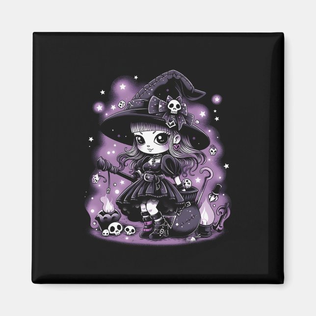 Mystical Charms Halloween Witch-grafik Magnet (Framsidan)