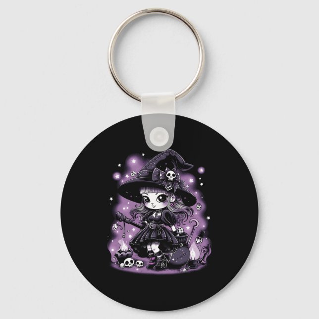 Mystical Charms Halloween Witch-grafik Nyckelring (Framsida)