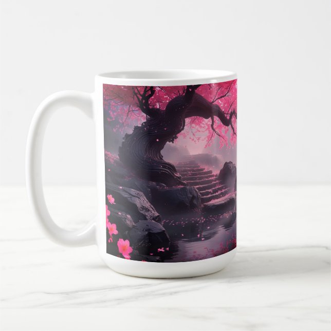 Mystical Cherry Blommar Väg - Enchanted Stairway Kaffemugg (Vänster)