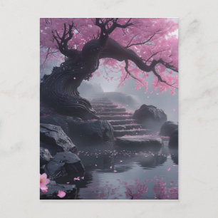 Mystical Cherry Blommar Väg - Enchanted Stairway Vykort